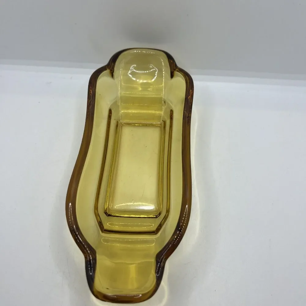 VINTAGE‎ BROWN GLASS BANANA SPLIT SUNDAE BOAT DISH